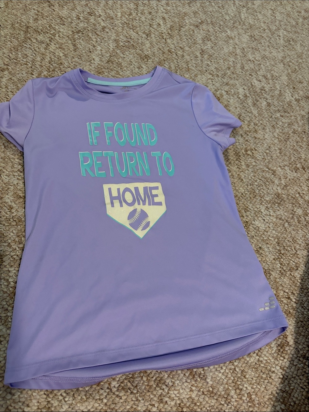 4/$12 Girls softball tee  - "If Found Return to Home" - Size M